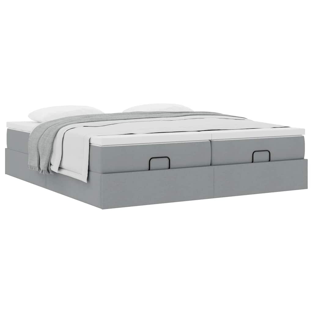 vidaXL Ottoman-Bett mit Matratzen Hellgrau 160x200 cm Stoff