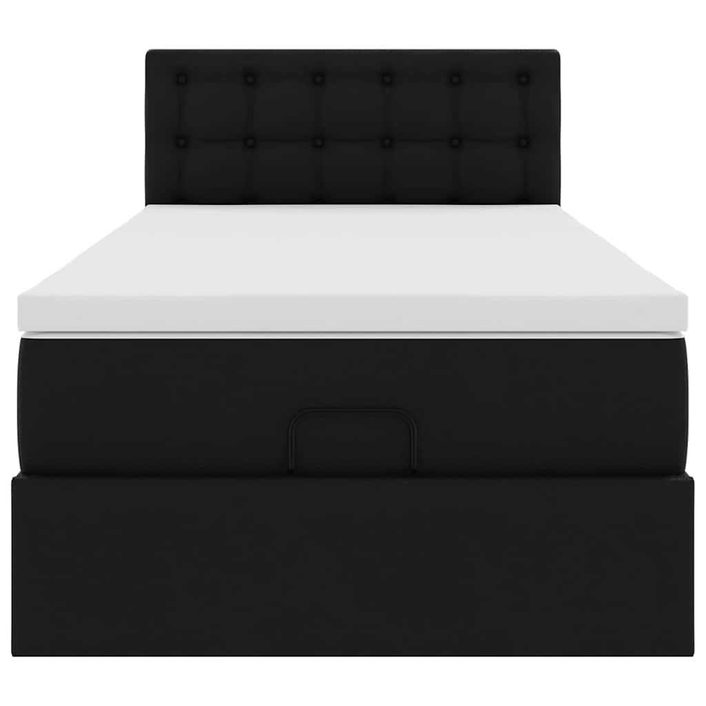 vidaXL Ottoman-Bett mit Matratze Schwarz 80x200 cm Kunstleder