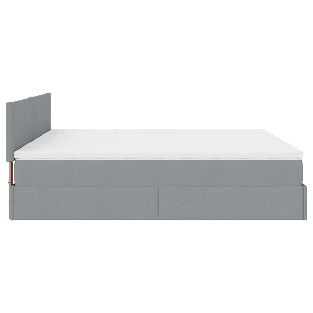 vidaXL Ottoman-Bett mit Matratzen Hellgrau 160x200 cm Stoff