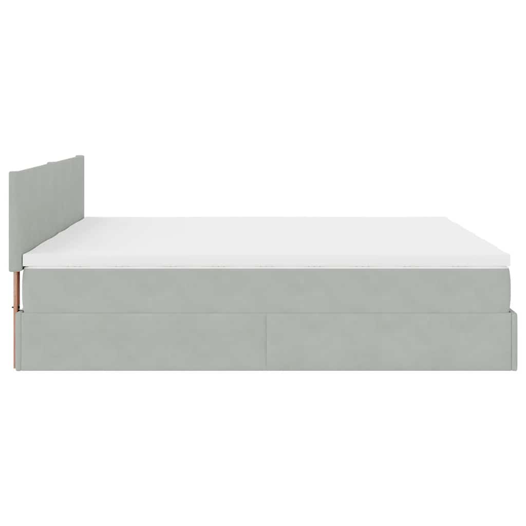 vidaXL Ottoman-Bett mit Matratzen Hellgrau 160x200 cm Samt