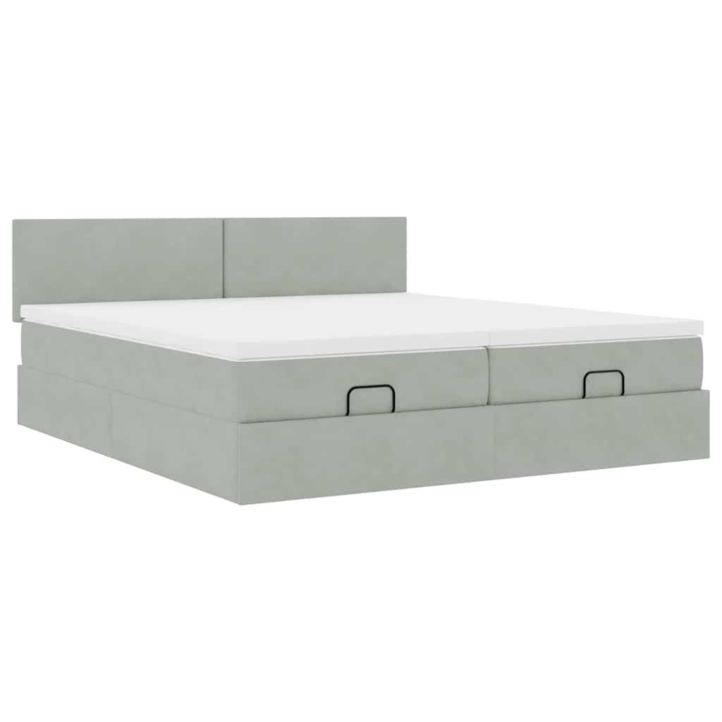 vidaXL Ottoman-Bett mit Matratzen Hellgrau 160x200 cm Samt