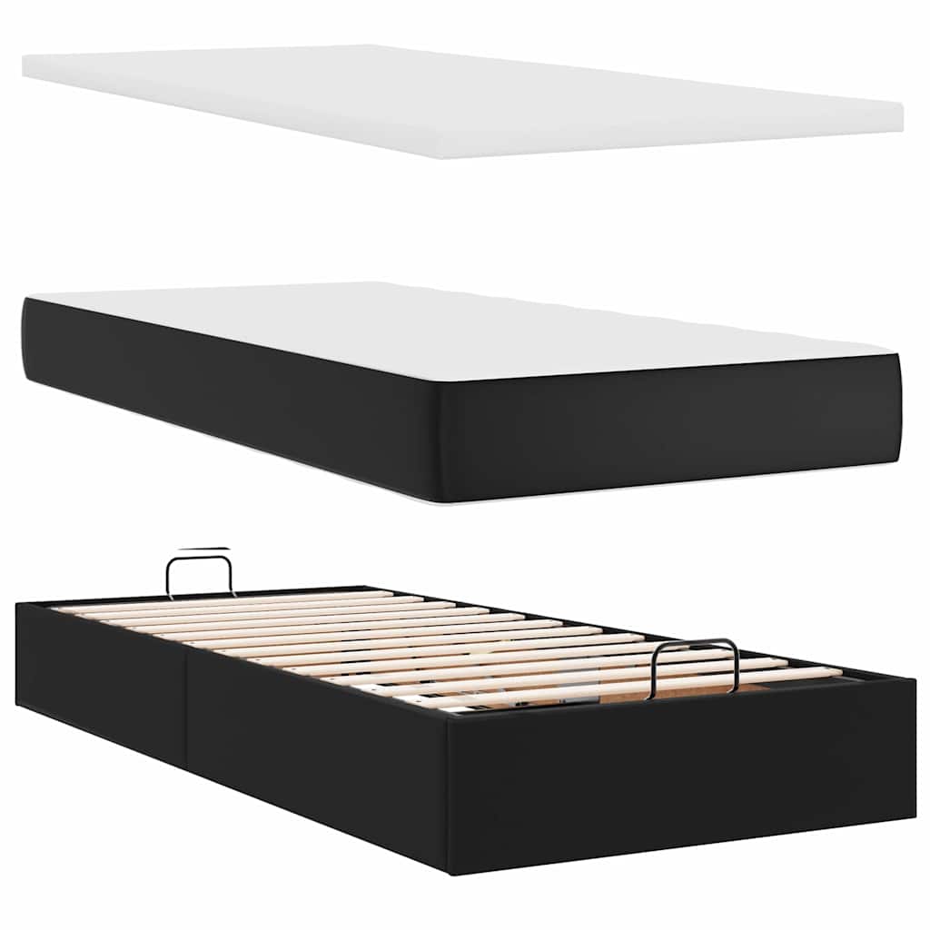 vidaXL Ottoman-Bett mit Matratzen & LEDs Schwarz 80x200 cm Kunstleder