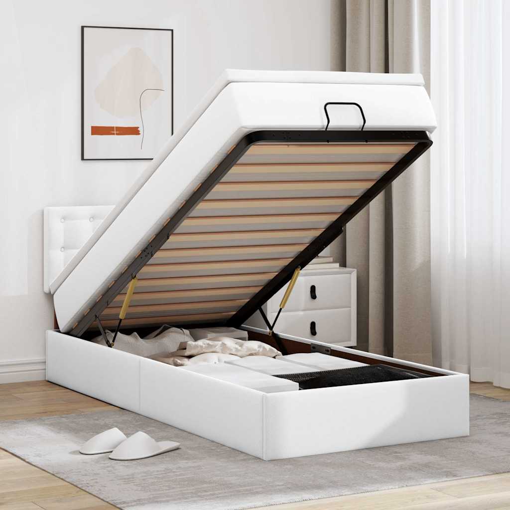 vidaXL Ottoman-Bett mit Matratzen & LEDs Schwarz 80x200 cm Kunstleder