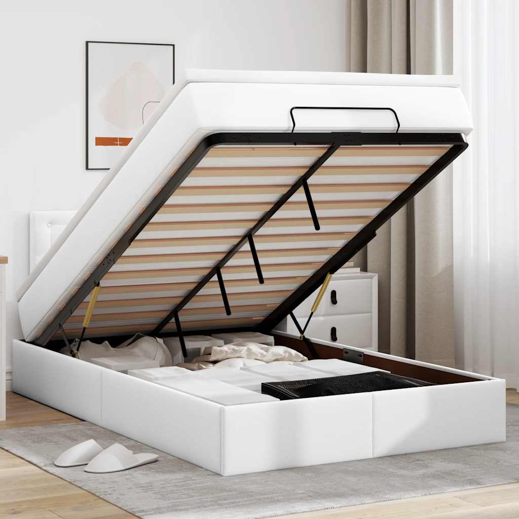 vidaXL Ottoman-Bett mit Matratzen & LEDs Schwarz 80x200 cm Kunstleder