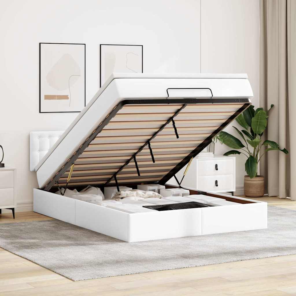 vidaXL Ottoman-Bett mit Matratzen & LEDs Schwarz 80x200 cm Kunstleder