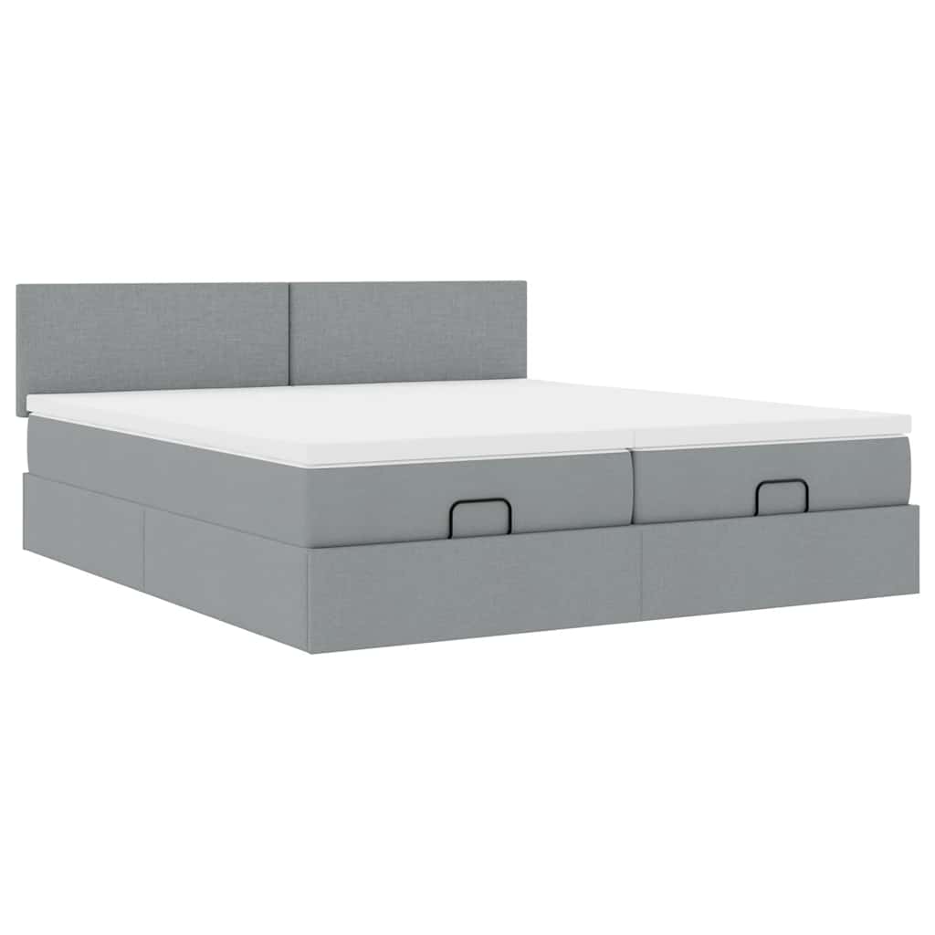 vidaXL Ottoman-Bett mit Matratzen & LEDs Hellgrau 160x200 cm Stoff