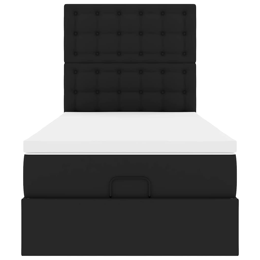 vidaXL Ottoman-Bett mit Matratze Schwarz 80x200 cm Kunstleder