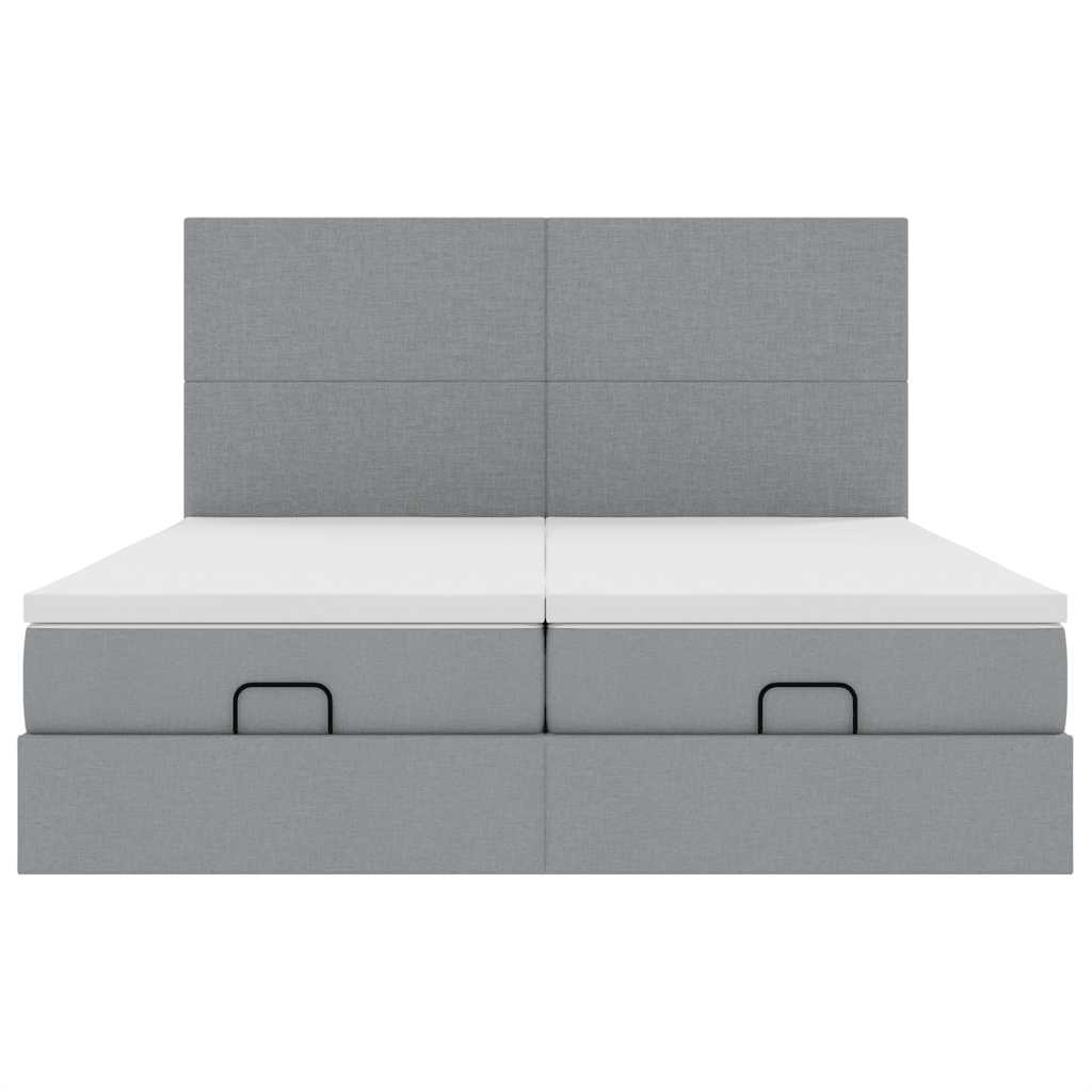 vidaXL Ottoman-Bett mit Matratzen Hellgrau 160x200 cm Stoff