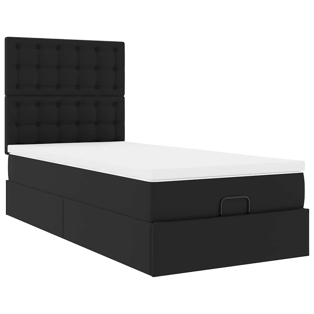 vidaXL Ottoman-Bett mit Matratze & LEDs Schwarz 80x200 cm Kunstleder