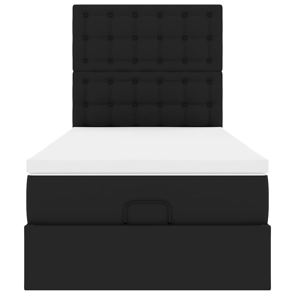 vidaXL Ottoman-Bett mit Matratze & LEDs Schwarz 80x200 cm Kunstleder