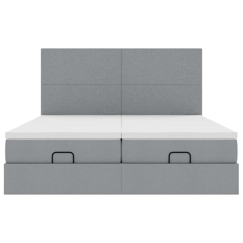 vidaXL Ottoman-Bett mit Matratzen & LEDs Hellgrau 160x200 cm Stoff