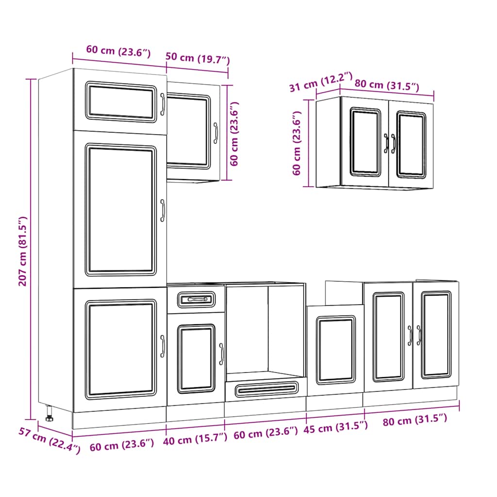 vidaXL 7-tlg. Küchenschrank-Set Kalmar Weiß Holzwerkstoff