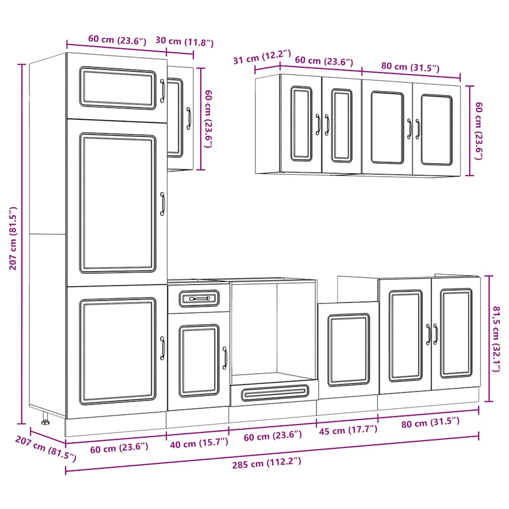 vidaXL 8-tlg. Küchenschrank-Set Kalmar Weiß Holzwerkstoff