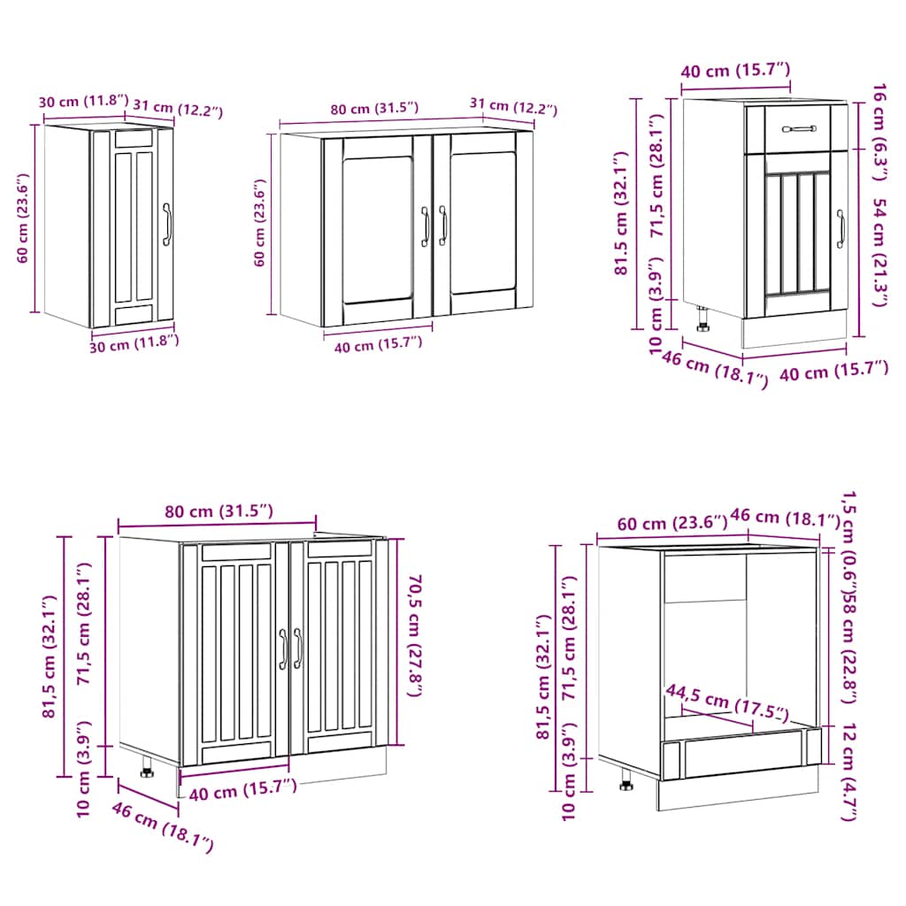 vidaXL 8-tlg. Küchenschrank-Set Lucca Weiß Holzwerkstoff
