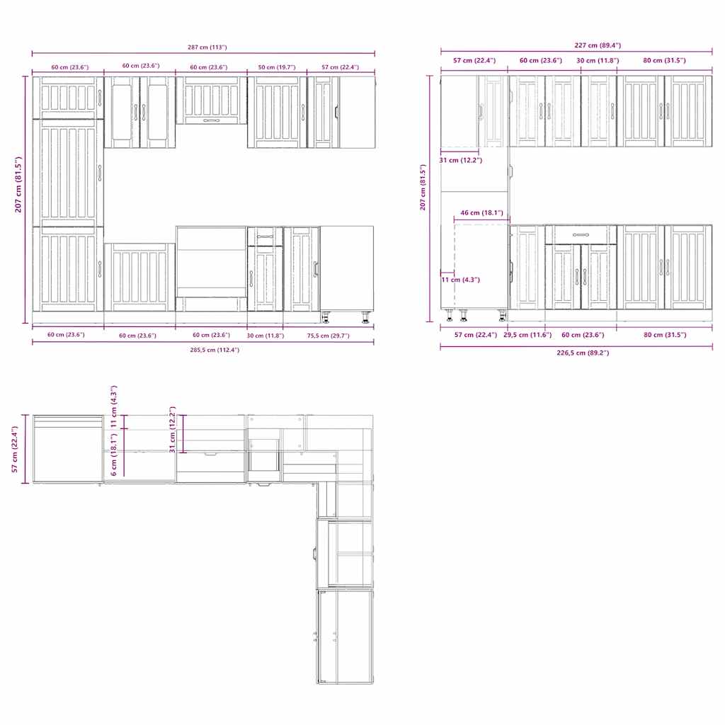 vidaXL 14-tlg. Küchenschrank-Set Lucca Weiß Holzwerkstoff