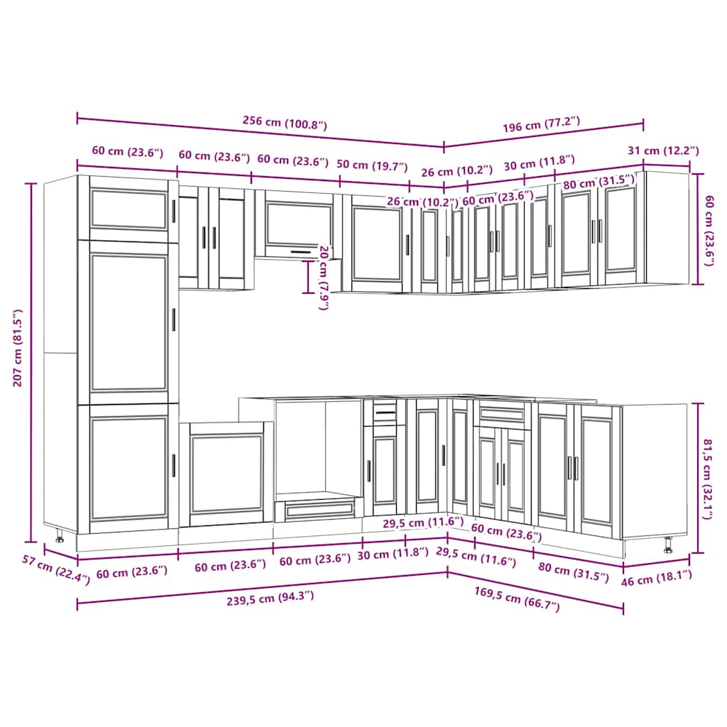 vidaXL 14-tlg. Küchenschrank-Set Porto Weiß Holzwerkstoff