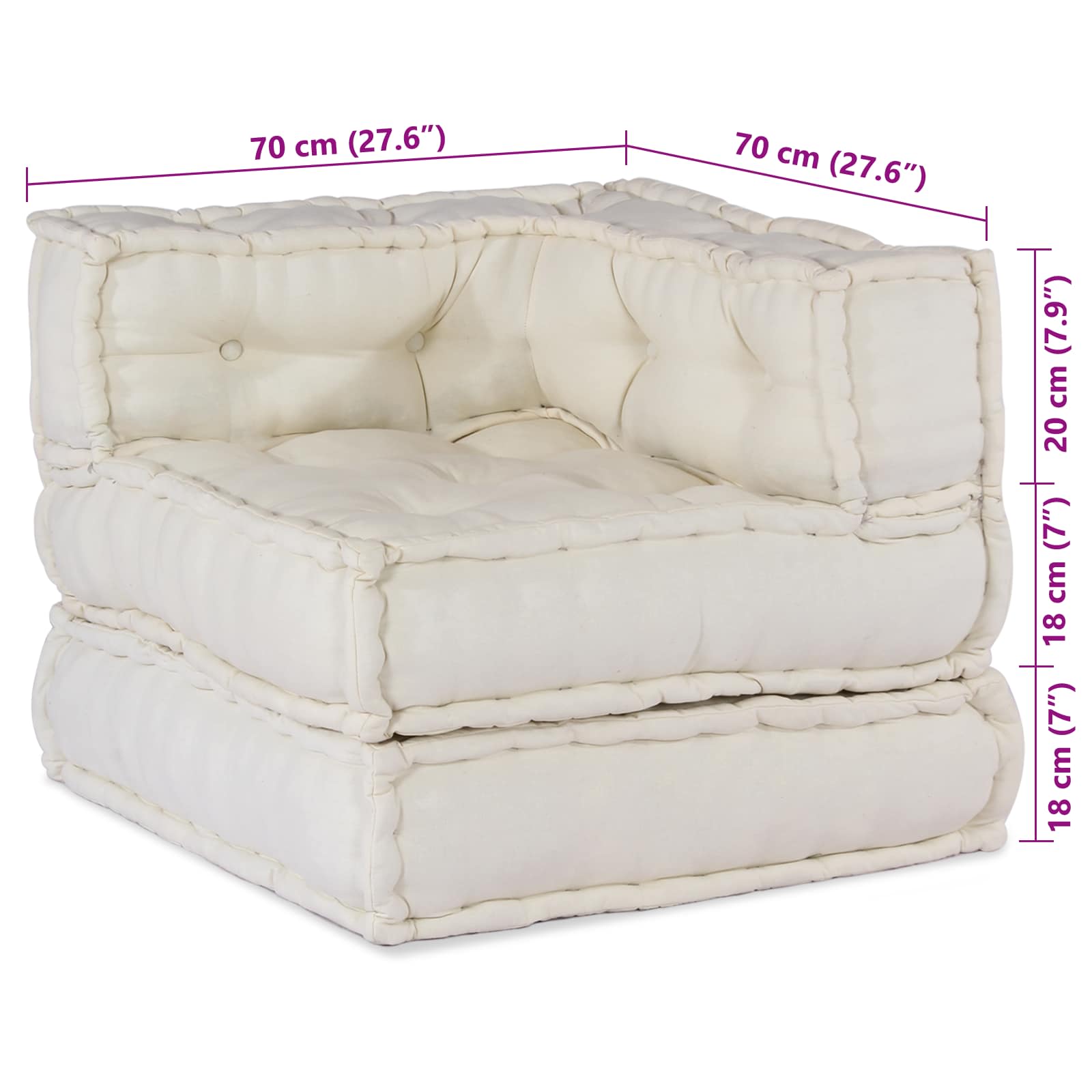 vidaXL Modulares Sofa 2 pcs Creme 140 x 70 x 56 cm Stoff