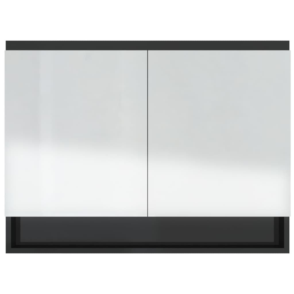 vidaXL Spiegelschrank fürs Bad 80x15x60 cm Glänzend Schwarz
