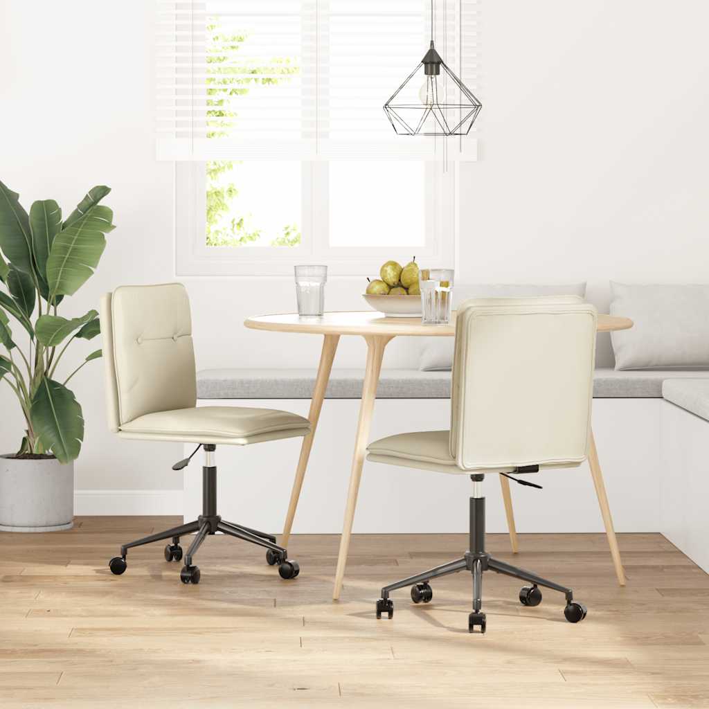 vidaXL Esszimmerstühle 2 Stk. Creme Kunstleder