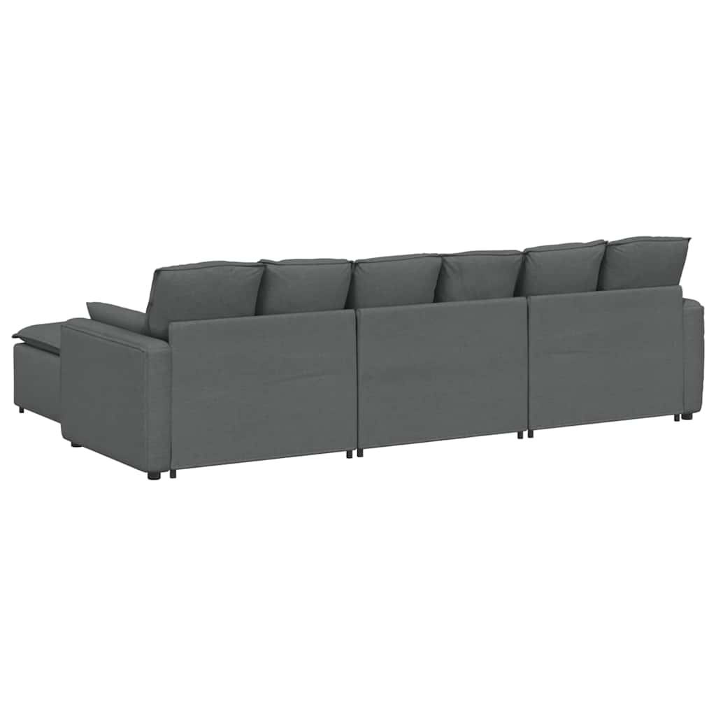 vidaXL Modulares Sofa mit Fußhocker und Kissen Dunkelgrau