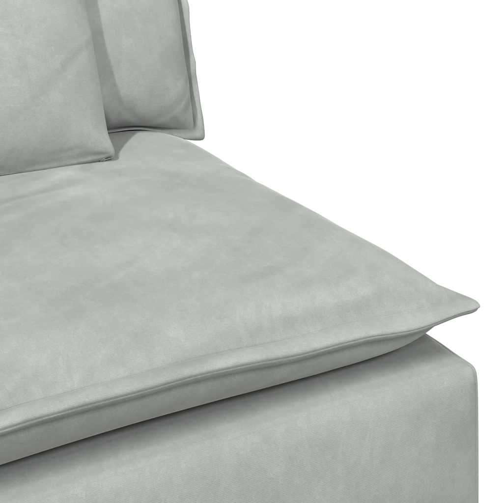 vidaXL Modulares Sofa mit Fußhocker und Kissen Hellgrau