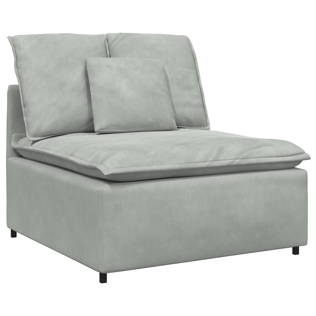 vidaXL Modulares Sofa mit Fußhocker und Kissen Hellgrau