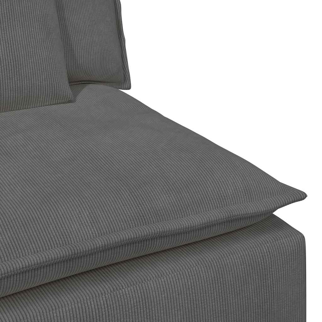 vidaXL Modulares Sofa mit Fußhocker und Kissen Dunkelgrau
