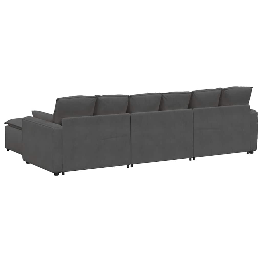 vidaXL Modulares Sofa mit Fußhocker und Kissen Dunkelgrau