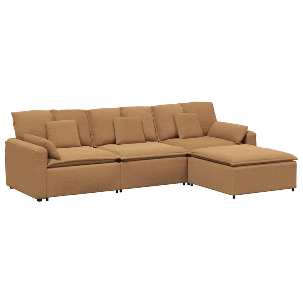 vidaXL Modulares Sofa mit Fußhocker und Kissen Beige