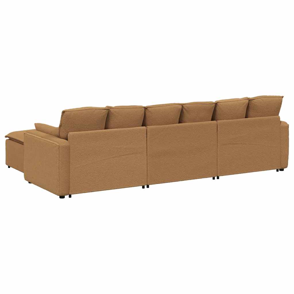 vidaXL Modulares Sofa mit Fußhocker und Kissen Beige