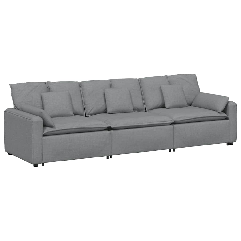 vidaXL Modulares Sofa mit Kissen Hellgrau