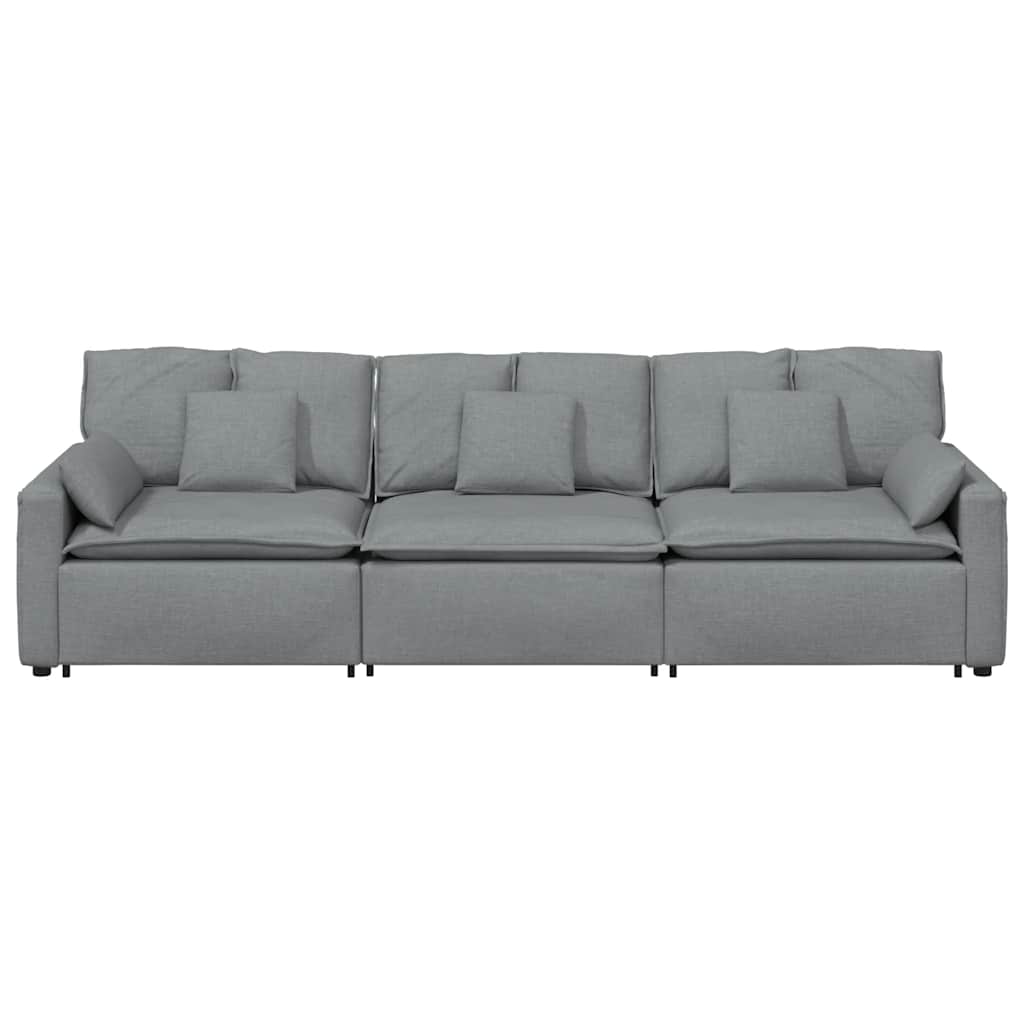 vidaXL Modulares Sofa mit Kissen Hellgrau