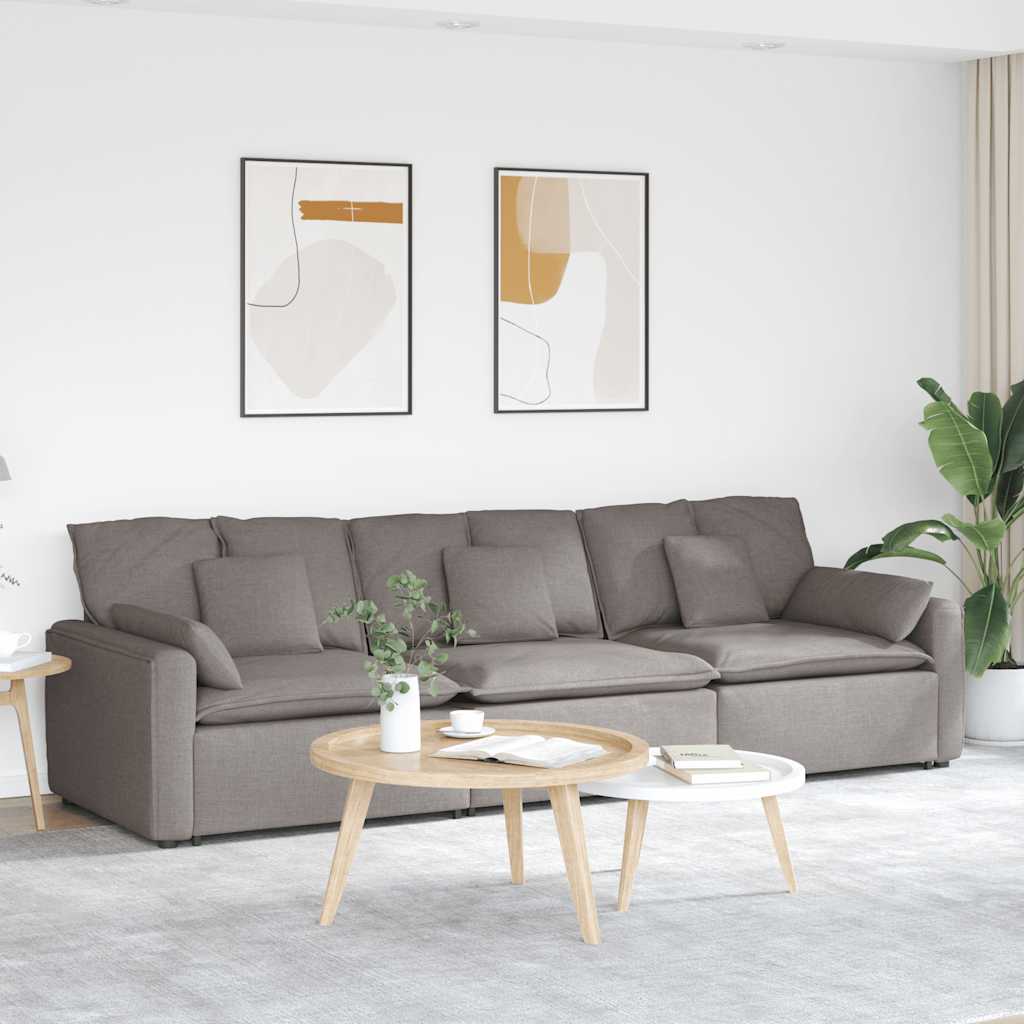 vidaXL Modulares Sofa mit Kissen Hellgrau