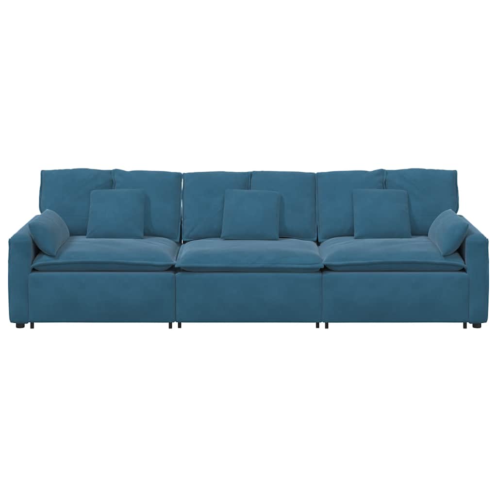 vidaXL Modulares Sofa mit Kissen Blau