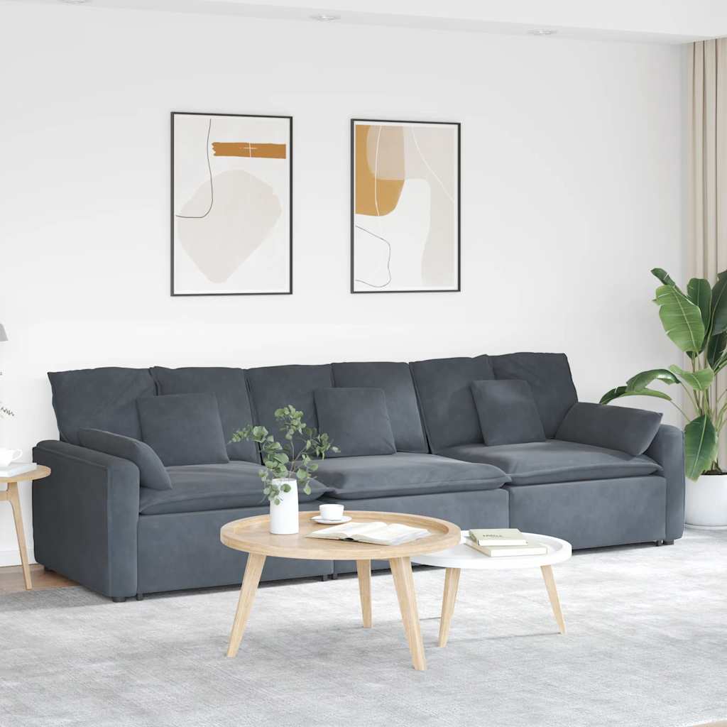 vidaXL Modulares Sofa mit Kissen Blau