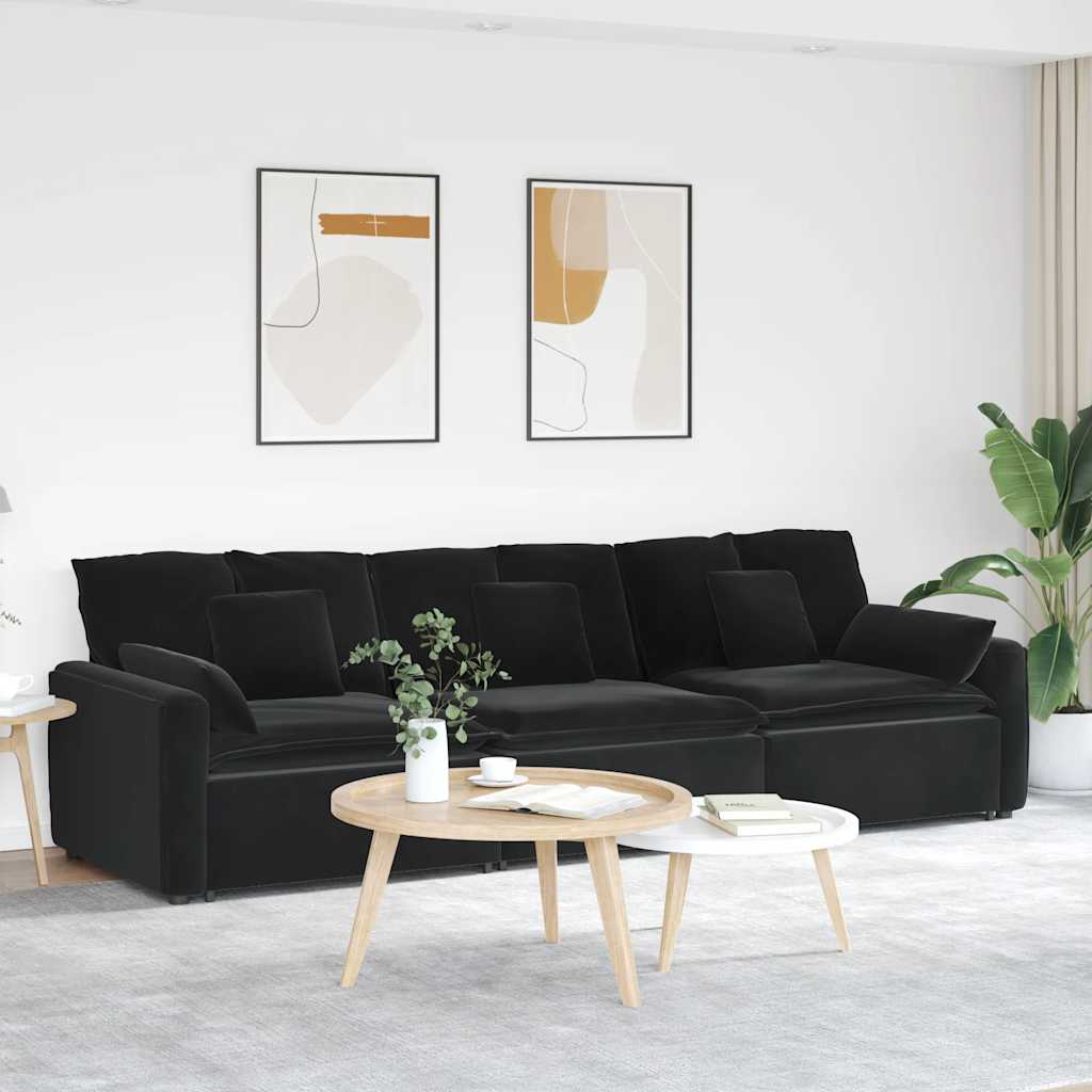 vidaXL Modulares Sofa mit Kissen Blau