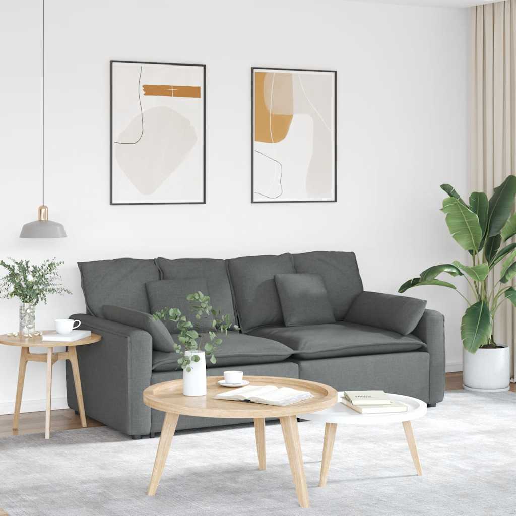 vidaXL Modulares Sofa mit Kissen Hellgrau