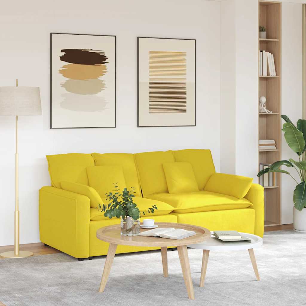 vidaXL Modulares Sofa mit Kissen Hellgrau