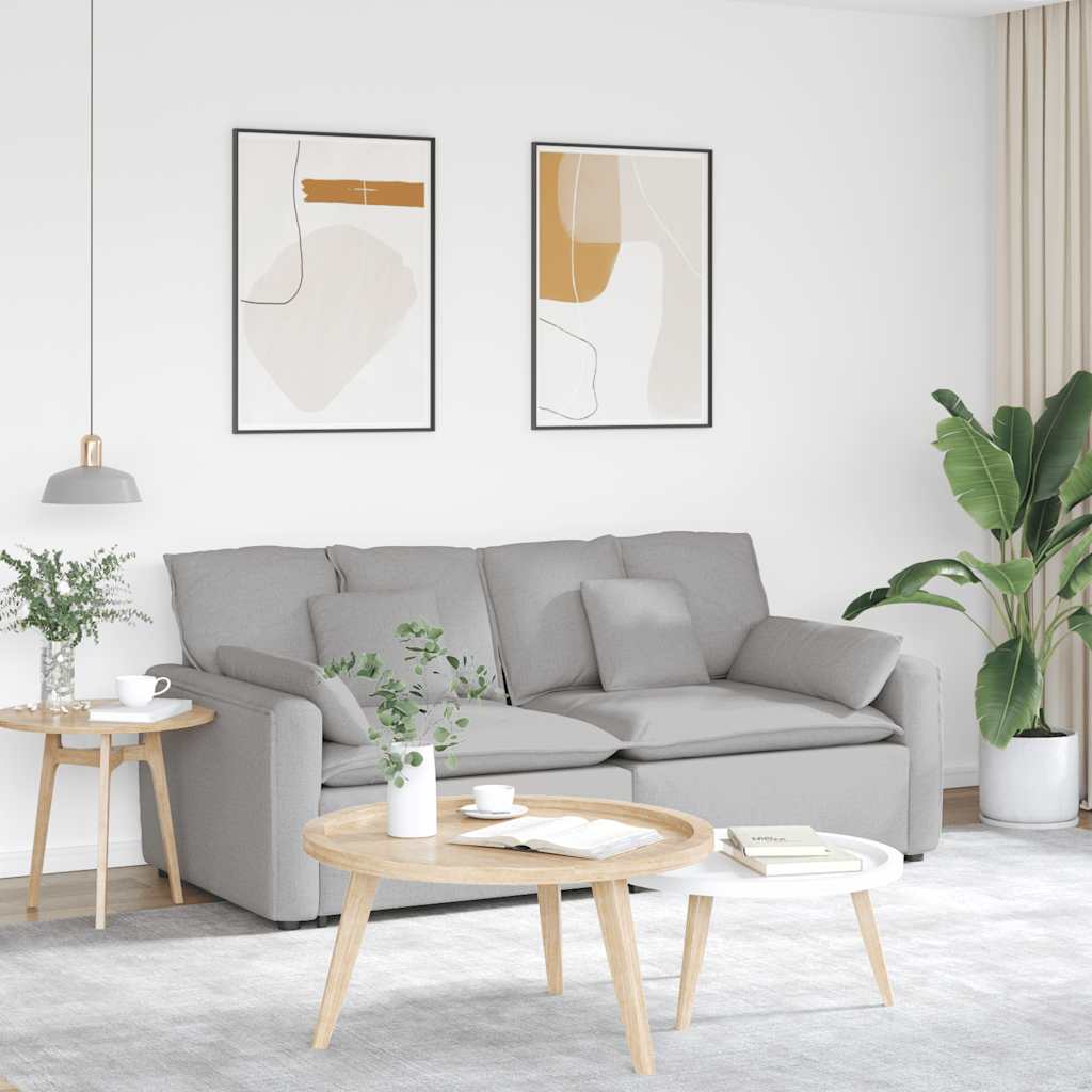 vidaXL Modulares Sofa mit Kissen Hellgrau