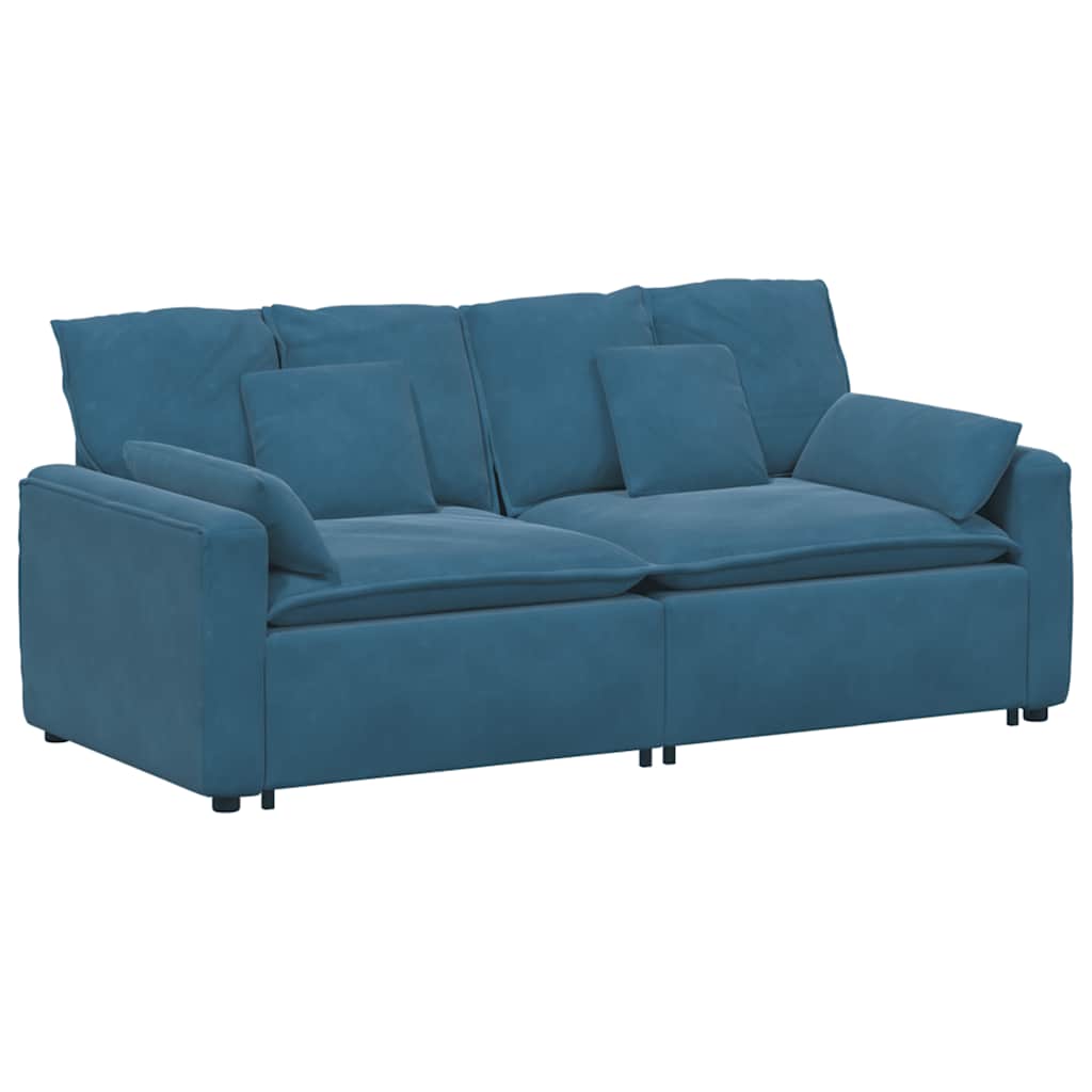 vidaXL Modulares Sofa mit Kissen Blau