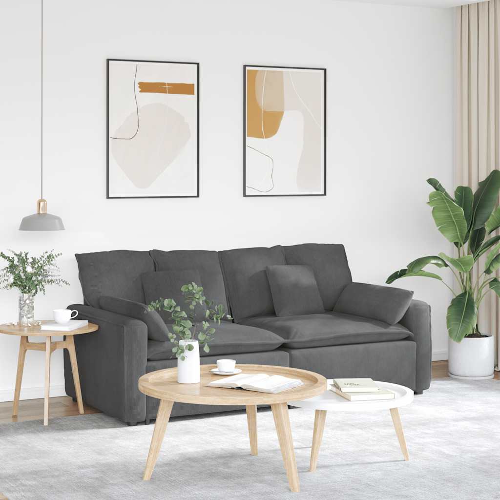 vidaXL Modulares Sofa mit Kissen Hellgrau