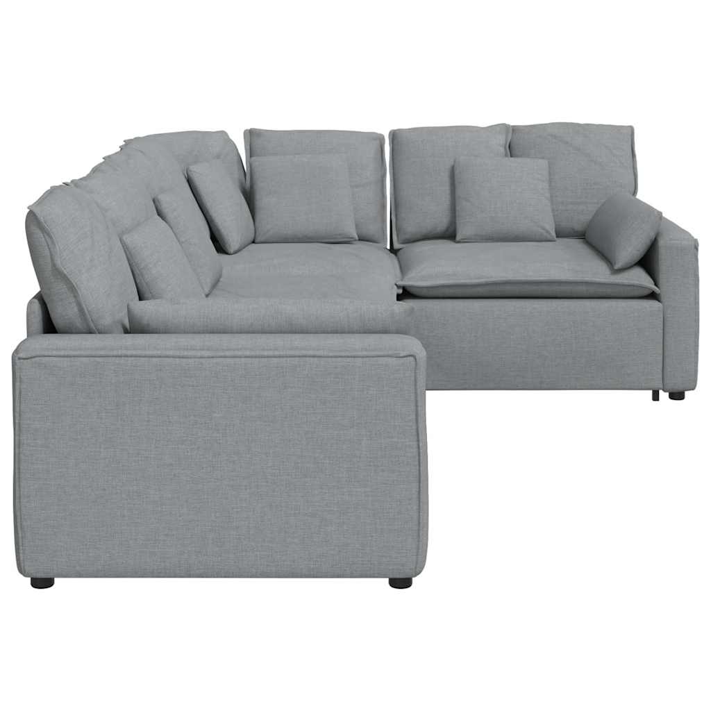 vidaXL Modulares Sofa mit Kissen Stoff Hellgrau