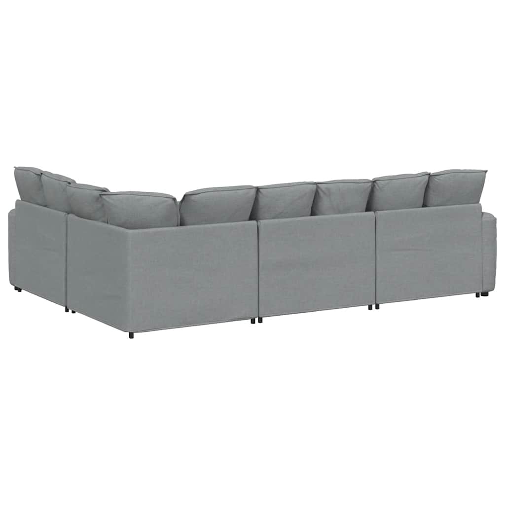 vidaXL Modulares Sofa mit Kissen Stoff Hellgrau