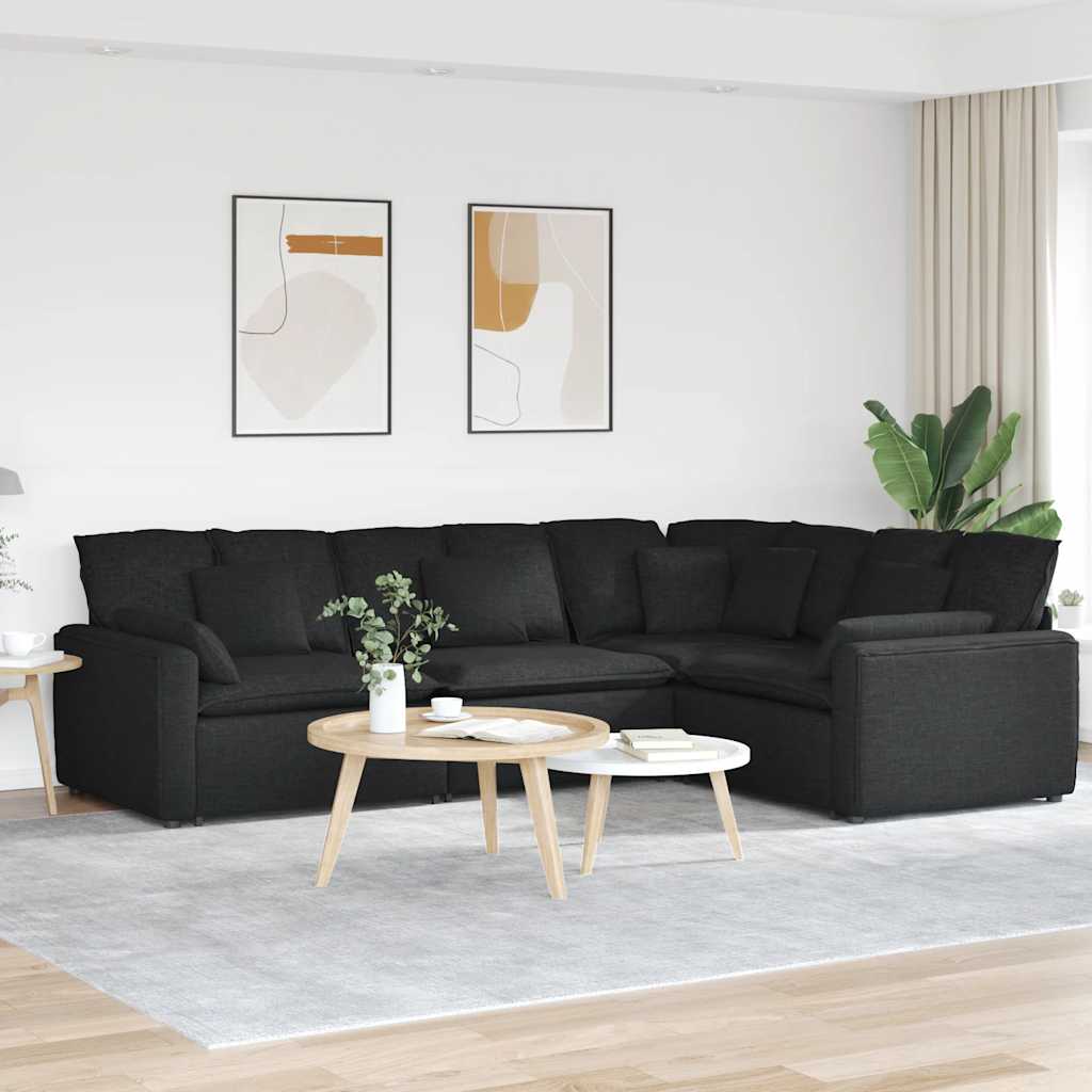 vidaXL Modulares Sofa mit Kissen Stoff Hellgrau