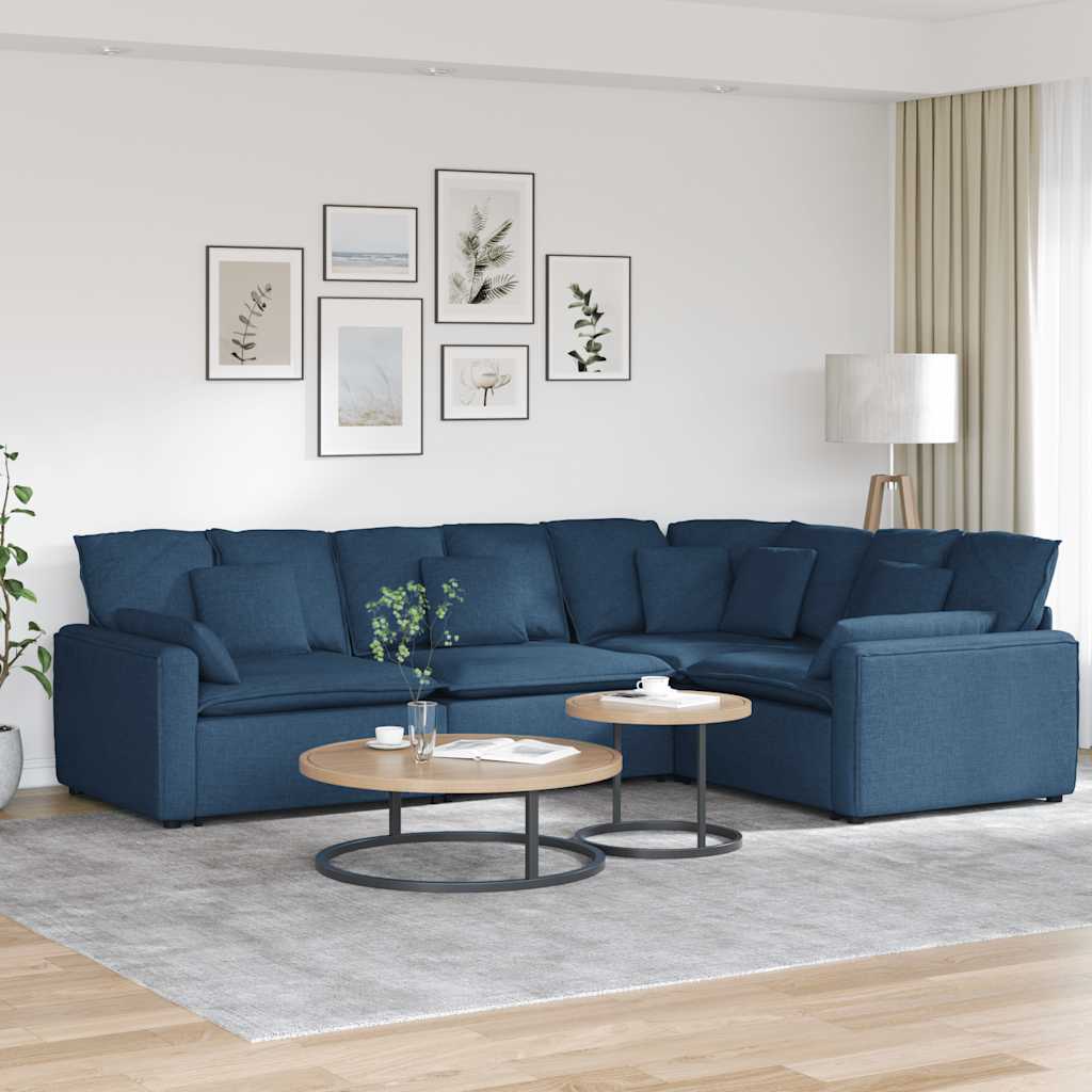 vidaXL Modulares Sofa mit Kissen Stoff Hellgrau