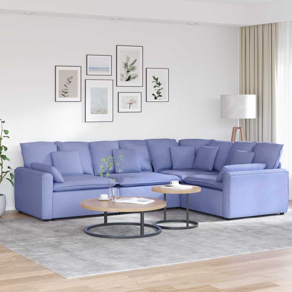 vidaXL Modulares Sofa mit Kissen Stoff Hellgrau