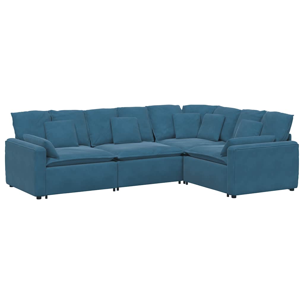 vidaXL Modulares Sofa mit Kissen Samt Blau
