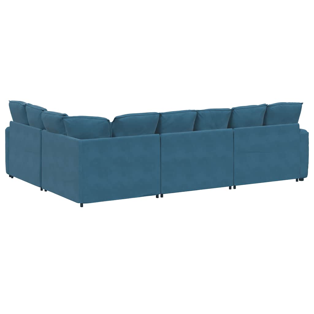 vidaXL Modulares Sofa mit Kissen Samt Blau