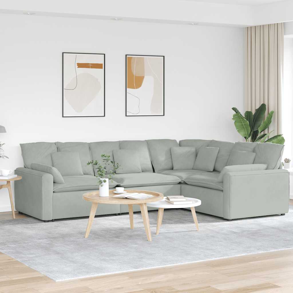 vidaXL Modulares Sofa mit Kissen Samt Blau