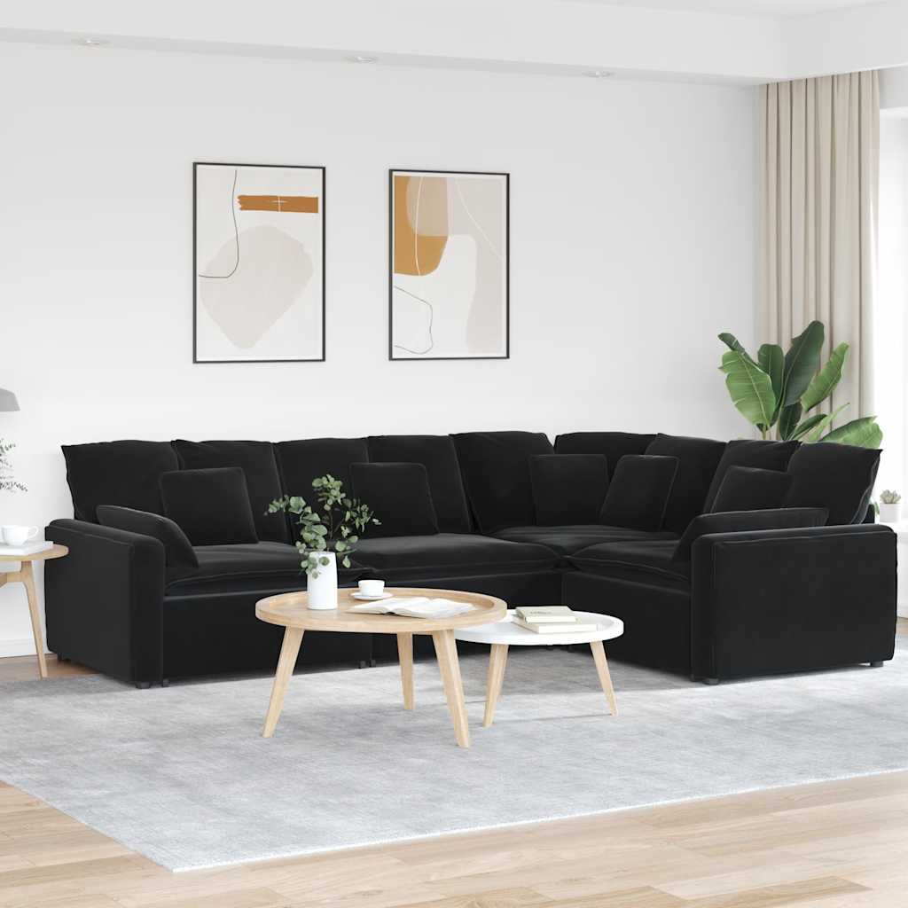 vidaXL Modulares Sofa mit Kissen Samt Blau